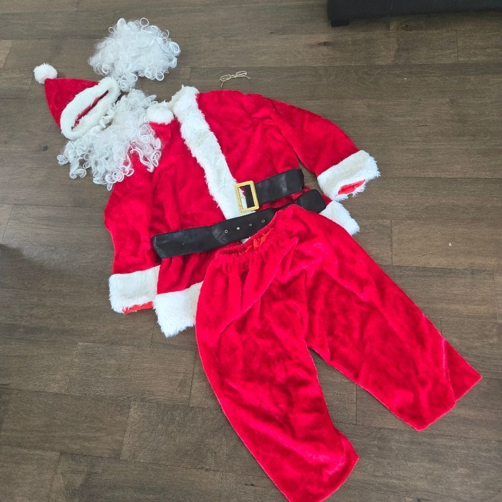 Complete 7 Piece Santa Claus Suit With Deluxe Fur Trim Christmas Costume